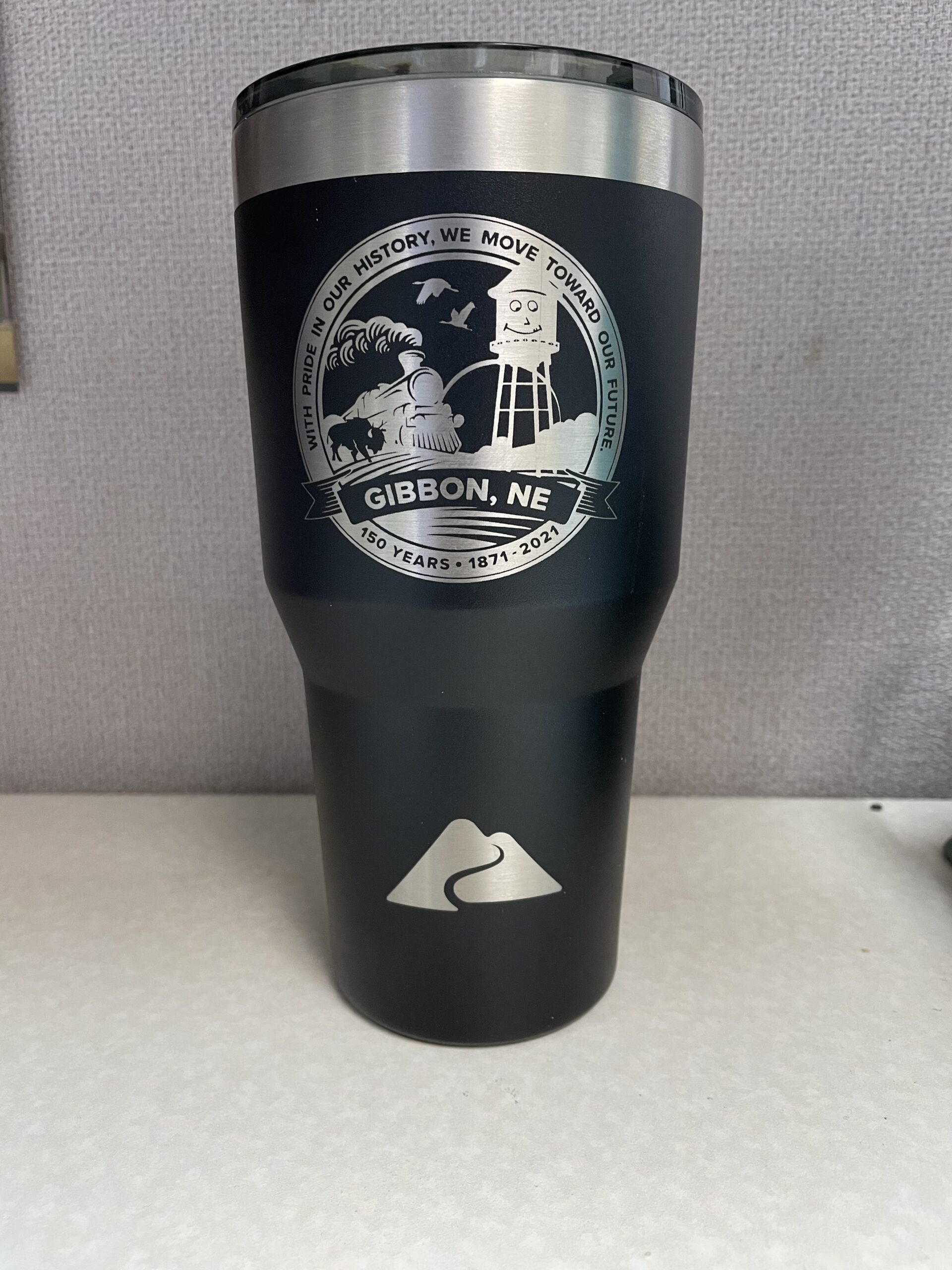 32 Oz. Etched 150th anniversary Tumbler. 